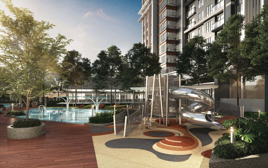 Kids playground and water play area at Binastra Cochrane