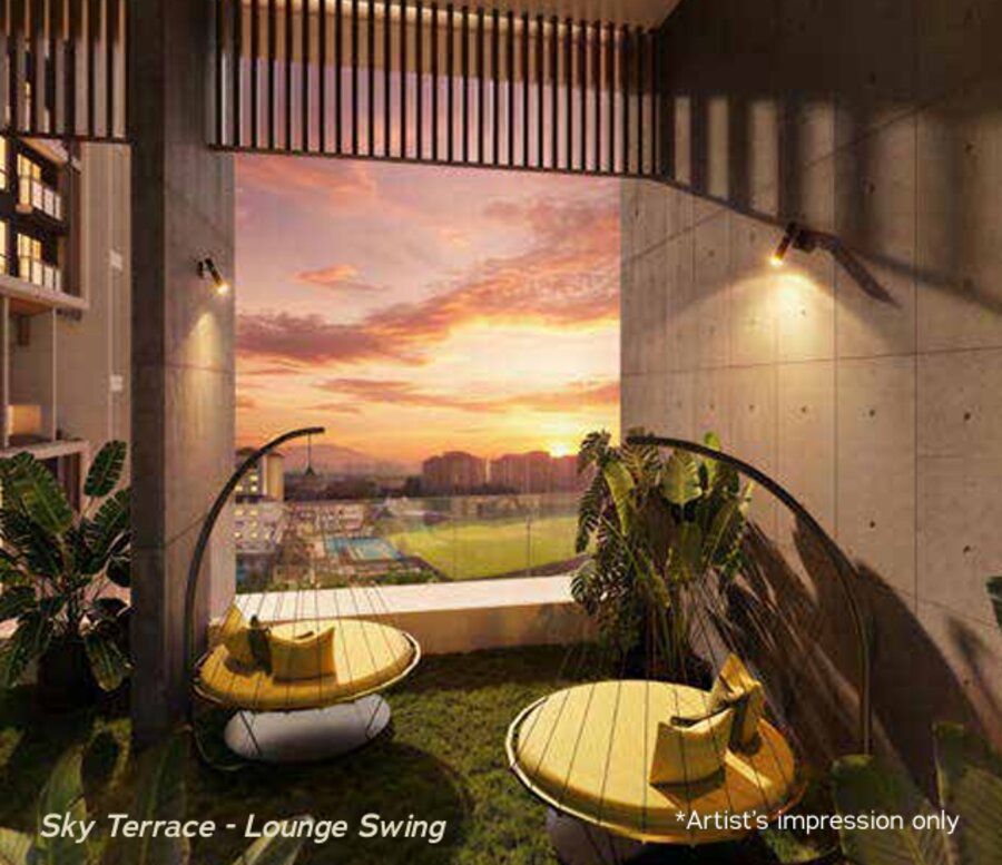 Sky Terrace lounge swing at Binastra Cochrane