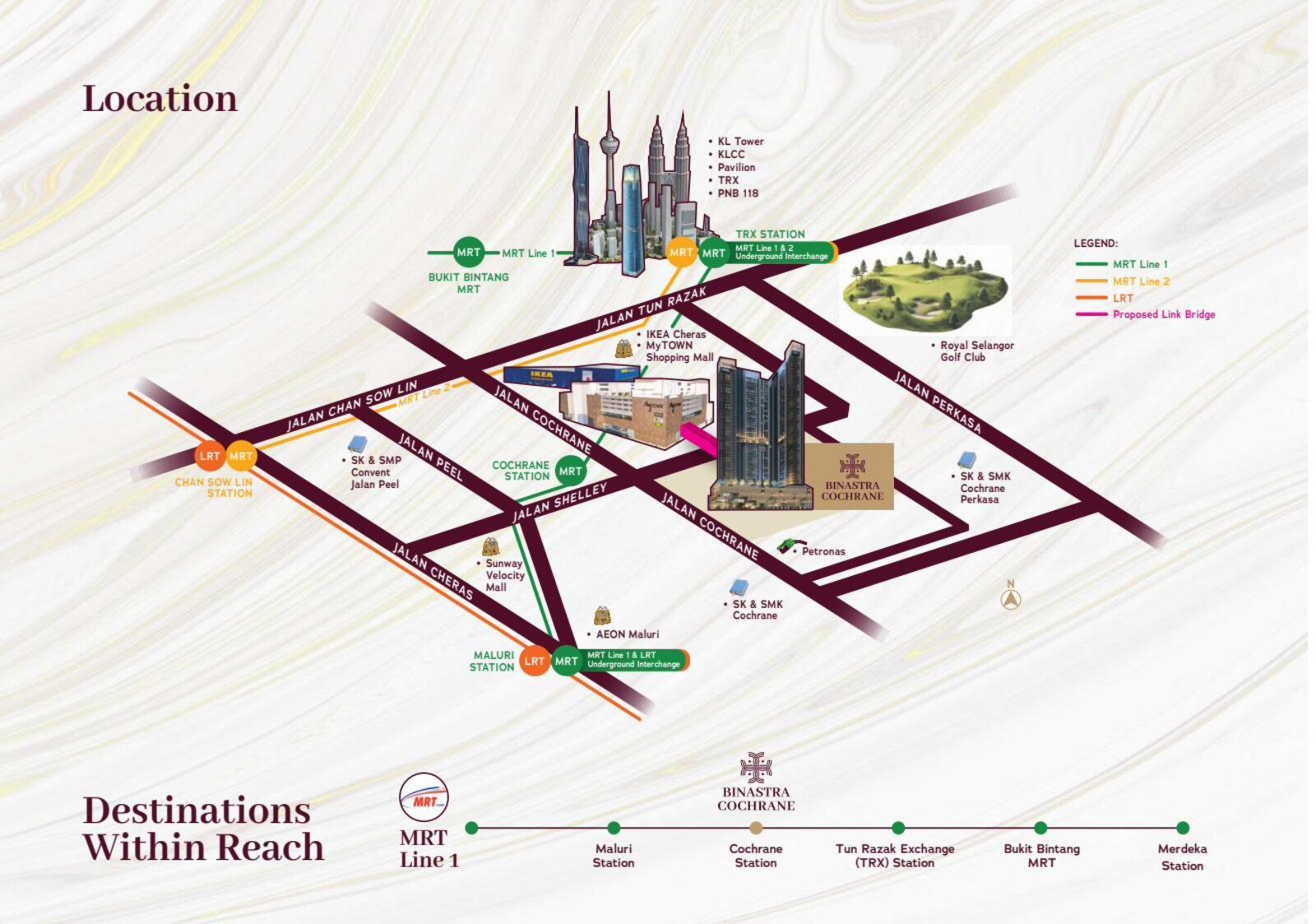 Map showing Binastra Cochrane location beside MyTOWN, IKEA Cheras and Cochrane MRT Station in Kuala Lumpur